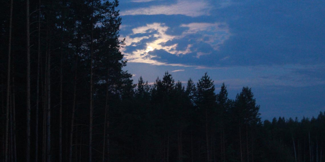 Изображение ночного пейзажа на стоянке в походе Видно как ночь в походе наступает